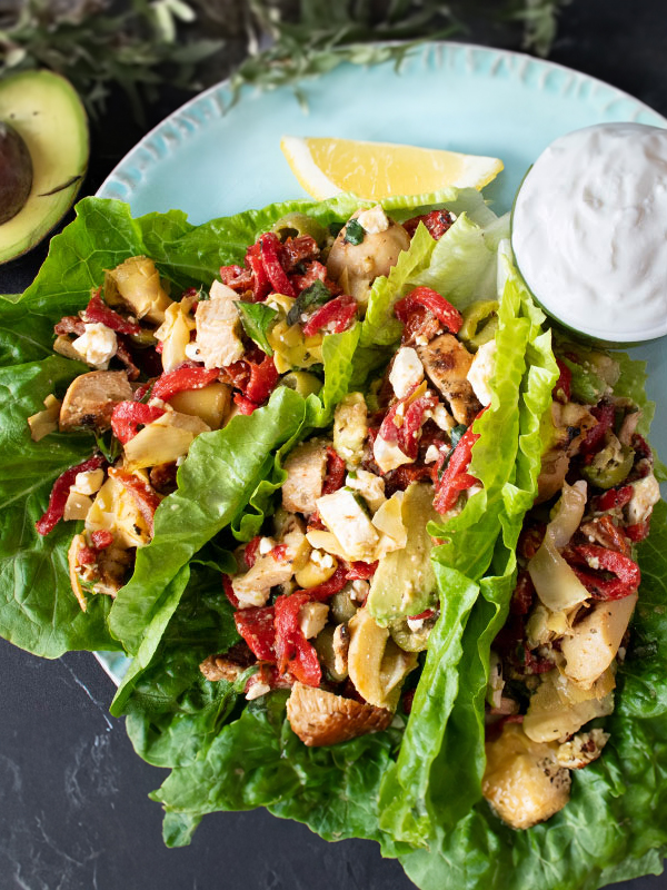 MEDITERRANEAN CHICKEN LETTUCE WRAP