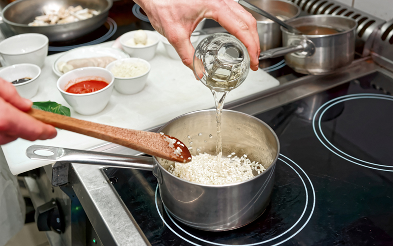 Adding Wine to Risotto