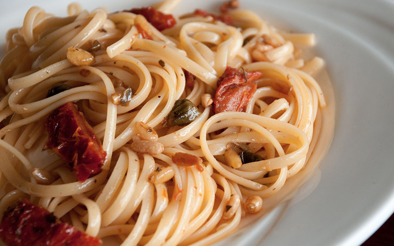 Pasta with Pignoli Nuts and Sun Dried Tomatoes