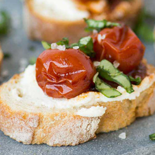 Caramelized Cherry Tomato Bruschette