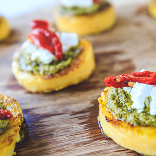 Pesto, Goat Cheese & Sun Dried Tomato Appetizer