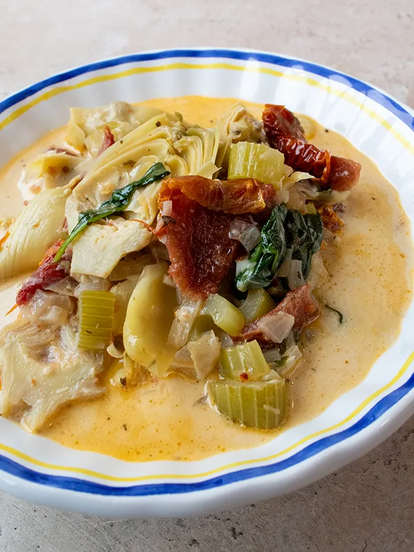 Creamy Artichoke & Sun Dried Tomato Soup