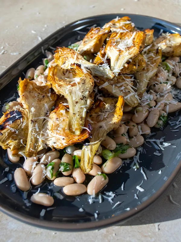 Roasted Roman Artichokes & Cannellini Beans