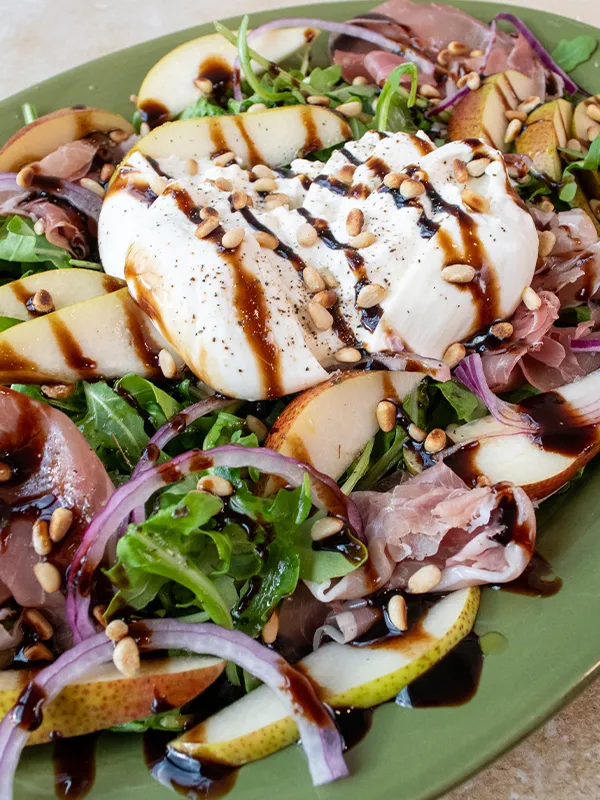Arugula Salad with Prosciutto, Pears & Pine Nuts