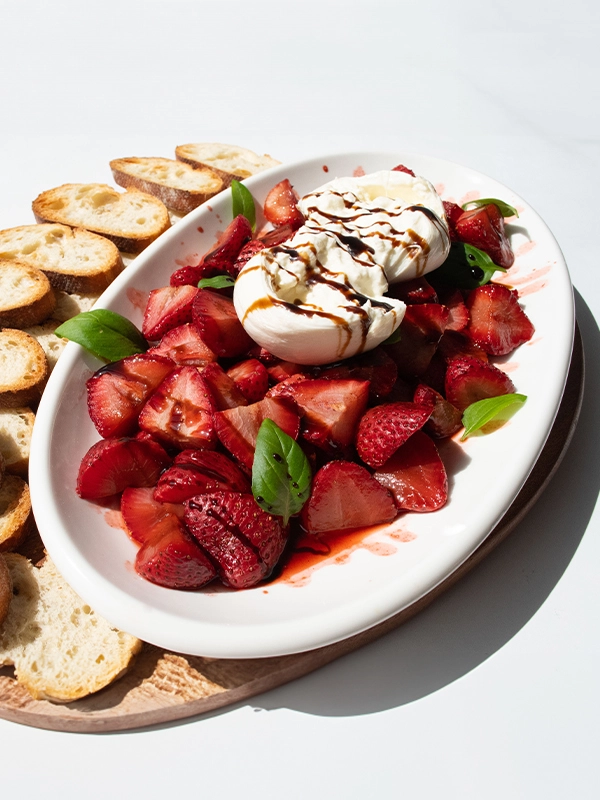 BALSAMIC ROASTED STRAWBERRY AND BURRATA