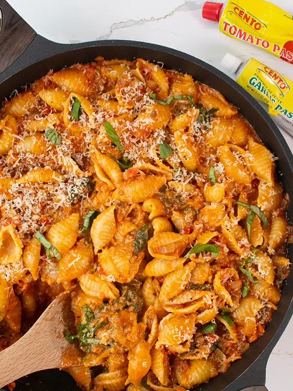 Ground Beef & Spinach Shells