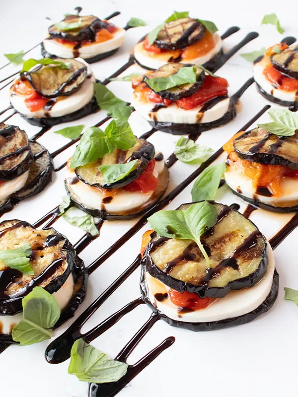 Grilled Eggplant & Roasted Red Pepper Stacks
