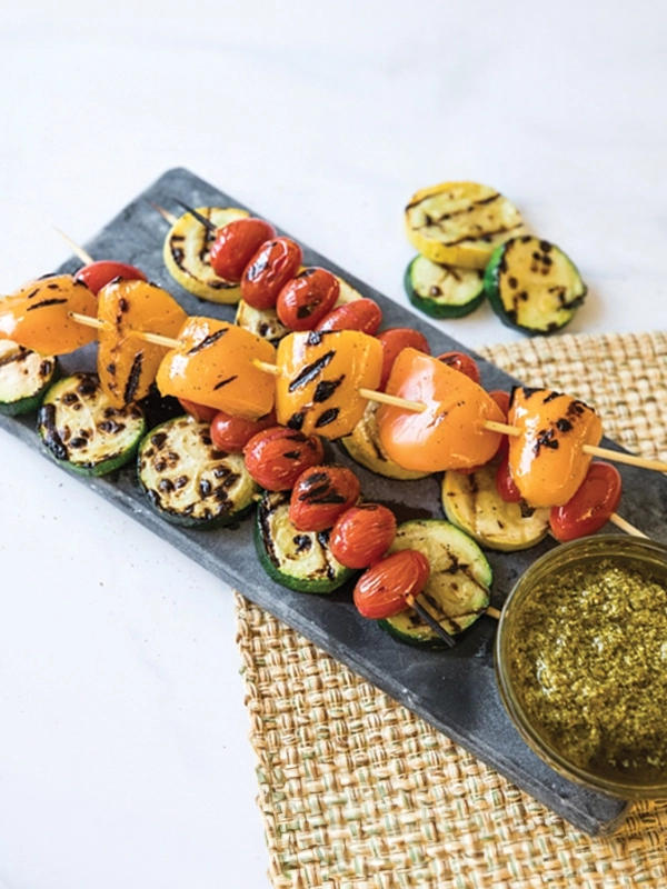 Grilled Pesto Vegetable Skewers