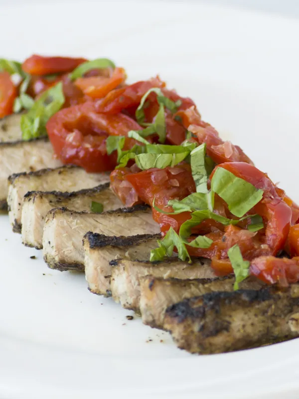 Grilled Pork with Marinated Pepper Strips