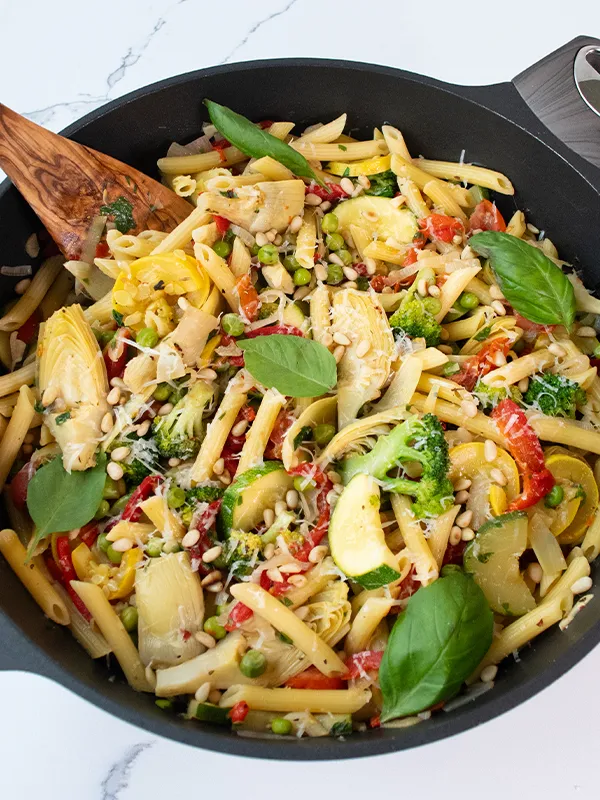 Pasta Primavera with Artichokes & Roasted Peppers
