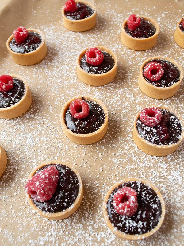 Chocolate Espresso Raspberry Tarts