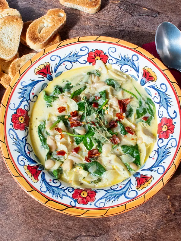 Spinach Artichoke Bean Skillet