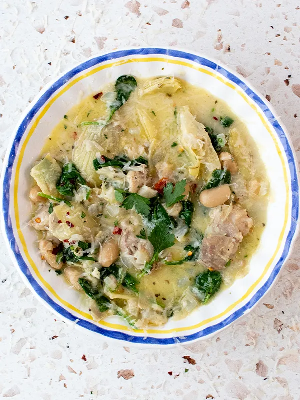 Spinach, Artichoke & Cannellini Bean Chicken Stew