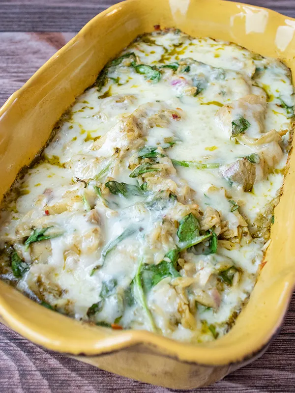 Spinach & Artichoke Orzo Bake