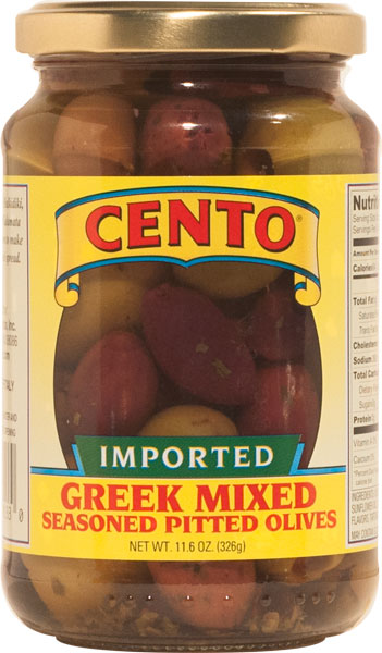 Cento Imported Greek Seasoned Pitted Olives