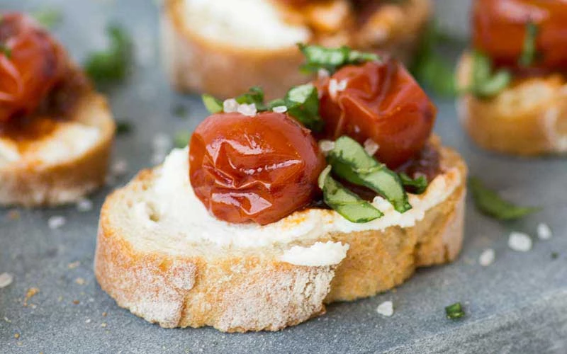 Carmelized Cherry Tomato Bruschette