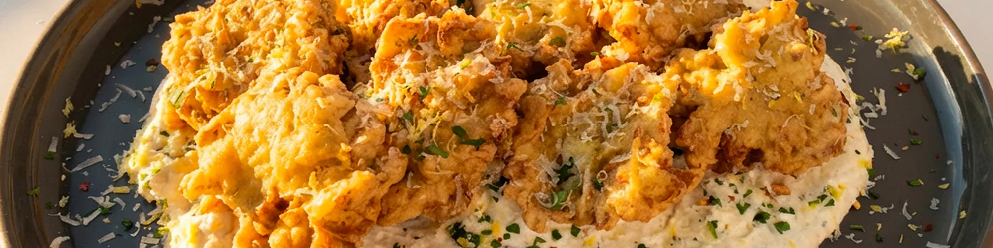 Artichoke Fritters with Whipped Goat Cheese