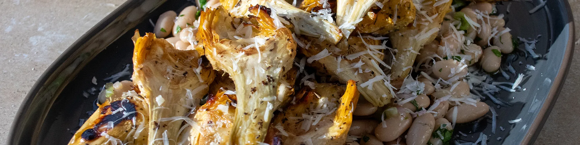 Roasted Roman Artichokes & Cannellini Beans