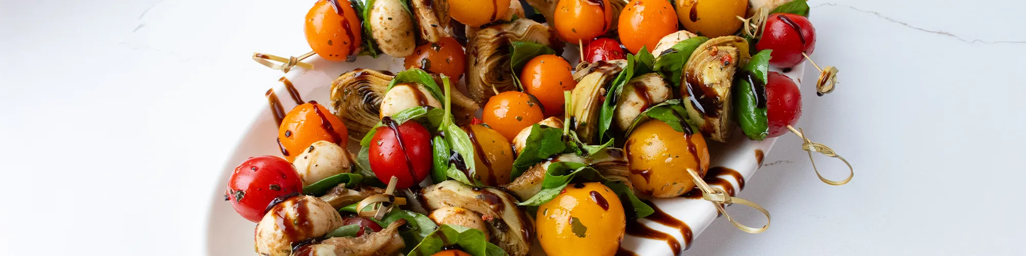 Balsamic Caprese Skewers with Artichokes