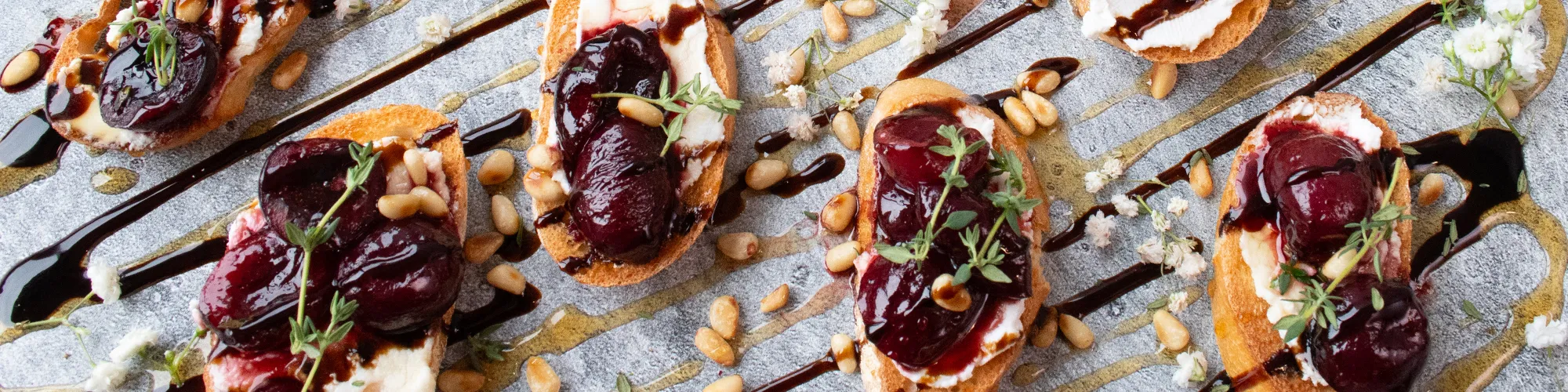 Balsamic Roasted Cherry & Goat Cheese Crostini