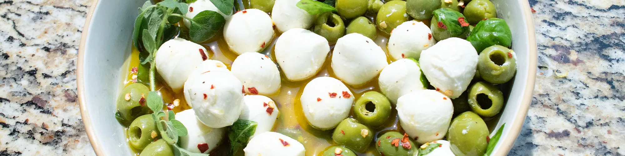 Dirty Martini Marinated Mozzarella