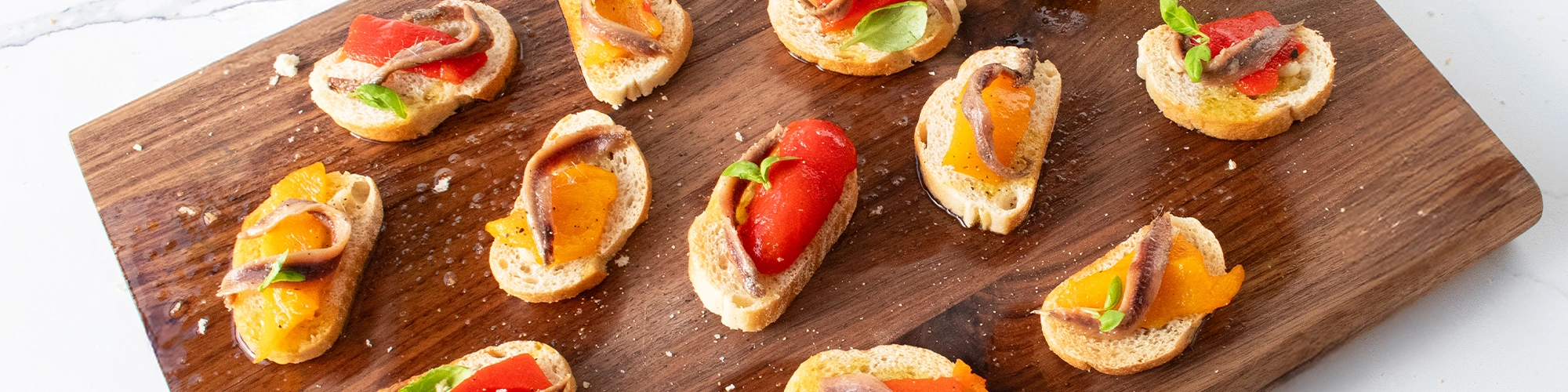 Roasted Pepper & Anchovy Crostini