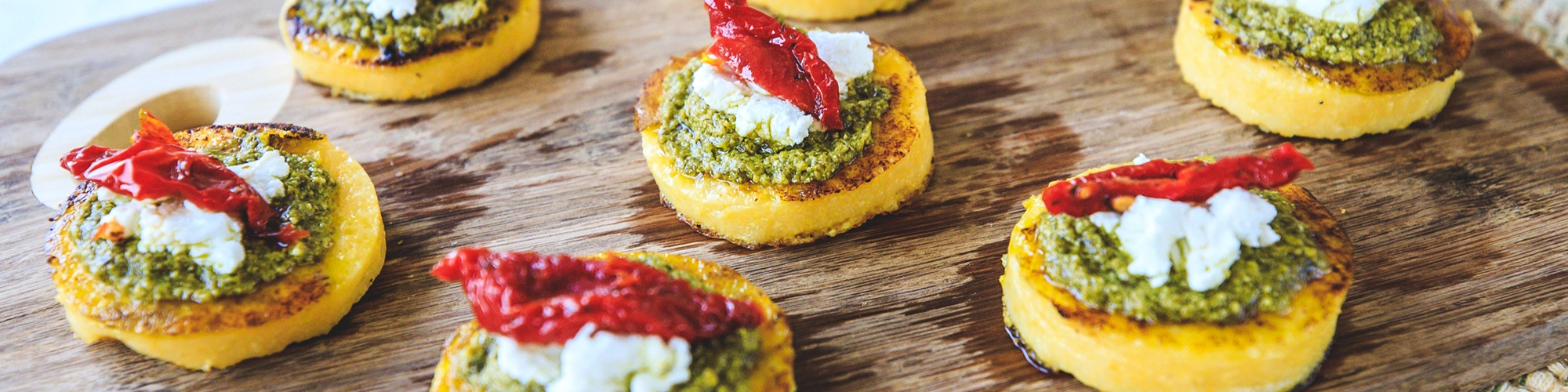 Pesto, Goat Cheese & Sun Dried Tomato Appetizer
