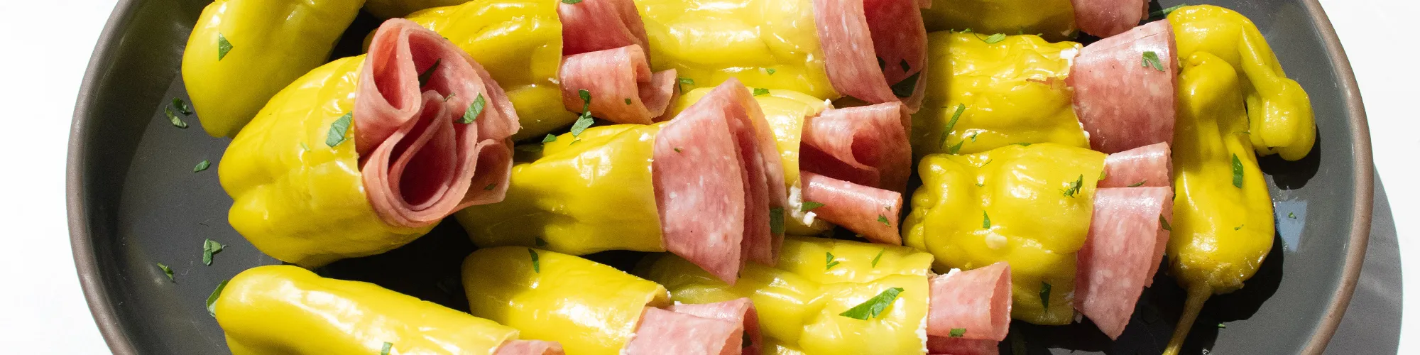 Goat Cheese & Salami Stuffed Pepperoncini