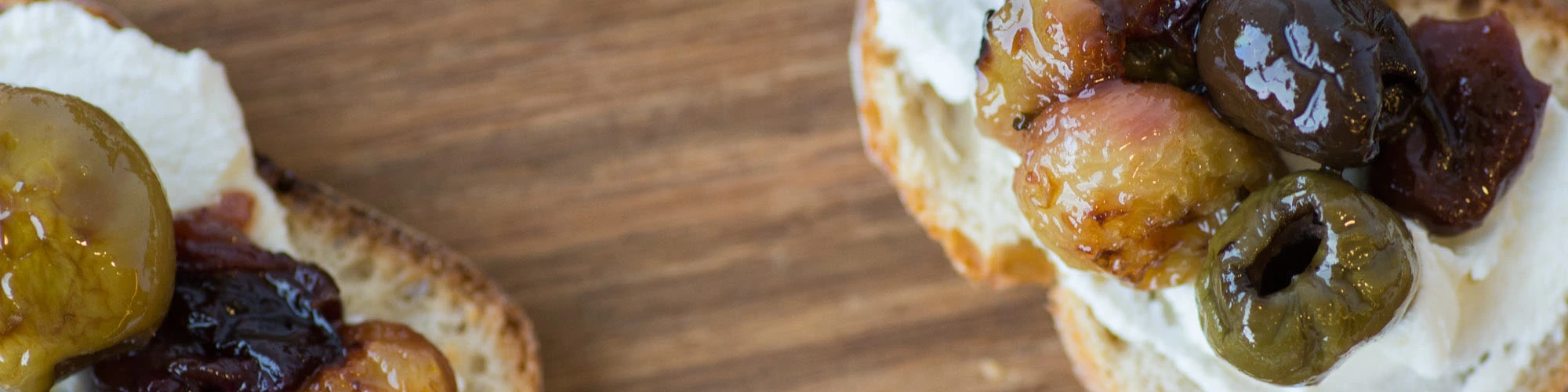 Toasted Olive & Grape Bruschette