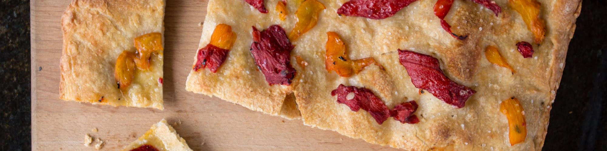 Focaccia with Red & Yellow Roasted Peppers