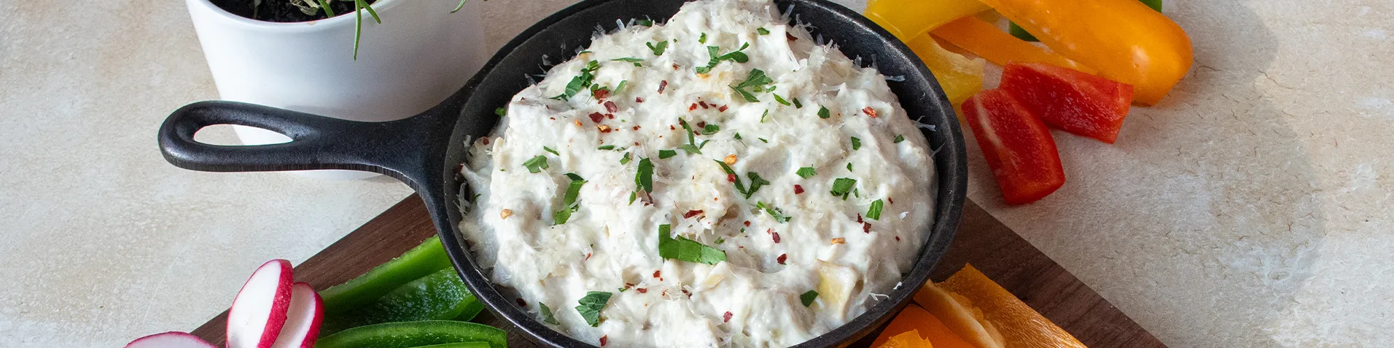 Roasted Garlic Artichoke Goat Cheese Fondue