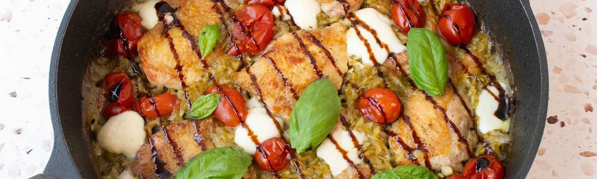Chicken Thigh Orzo with Pesto