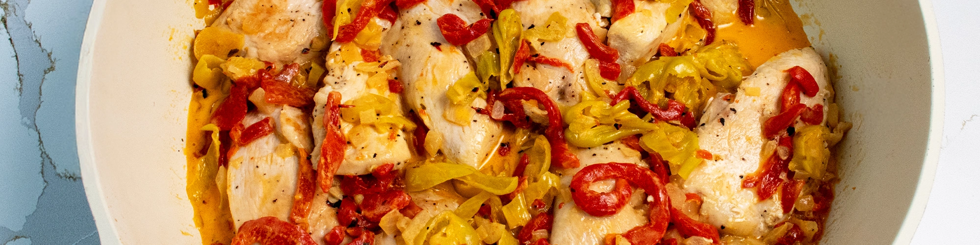 Creamy Pepperoncini Chicken with Roasted Peppers