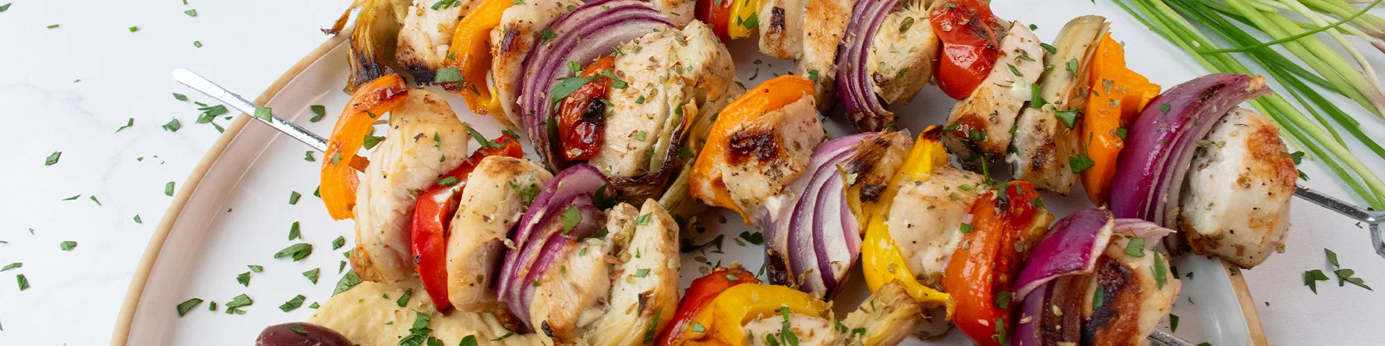 Mediterranean Artichoke Chicken Skewers