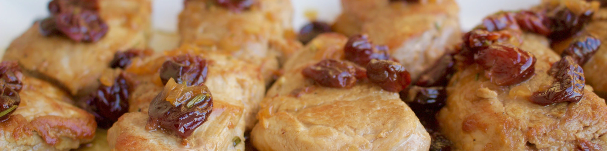 Pork Medallions with White Balsamic, Cherry & Rosemary Sauce