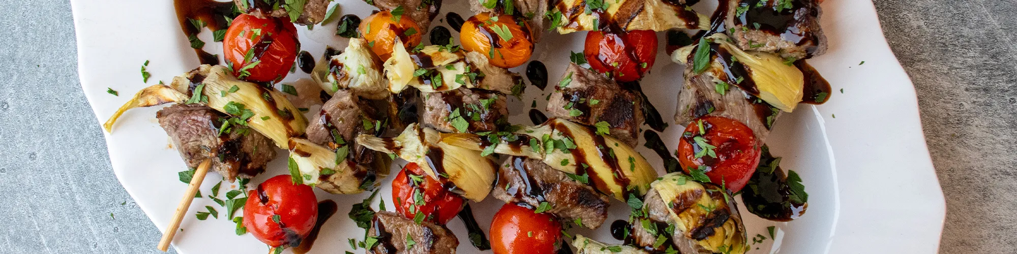 Marinated Steak & Artichoke Skewers