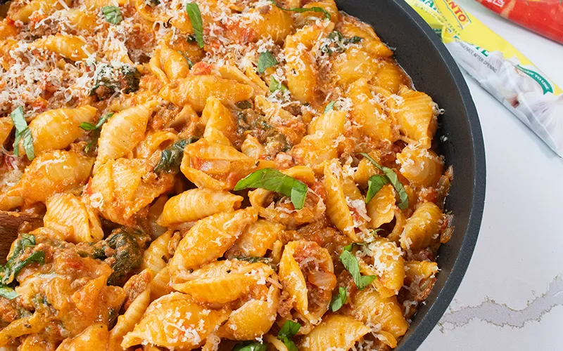 Ground Beef & Spinach Shells