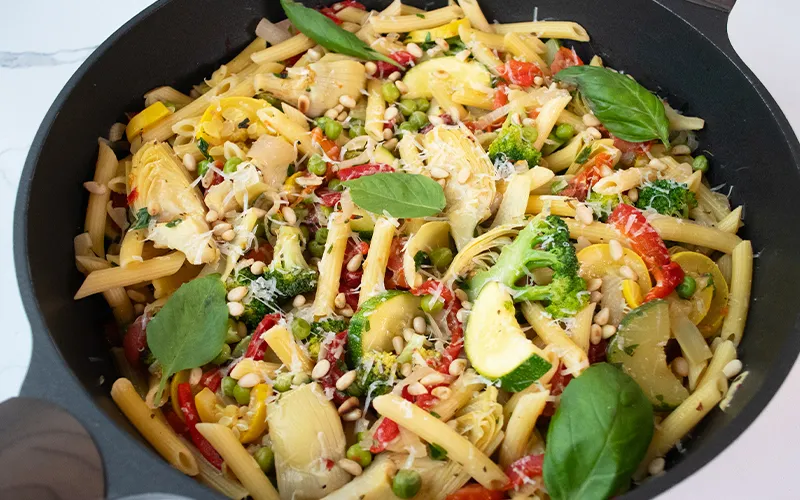 Pasta Primavera with Artichokes & Roasted Peppers