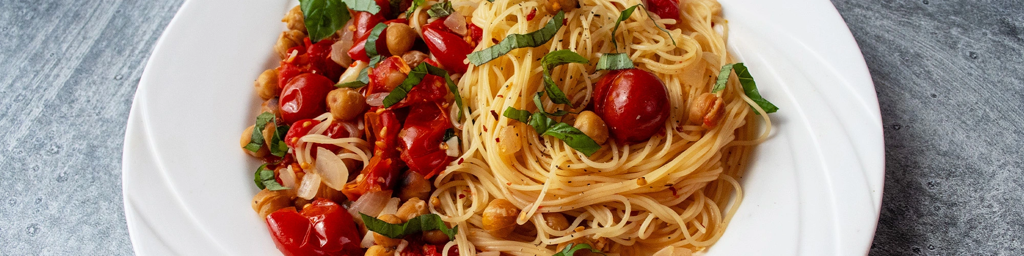 Roasted Chick Pea and Tomato Pasta
