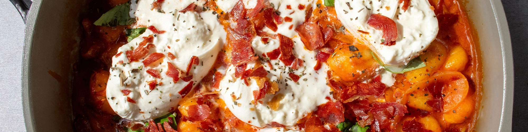 Creamy Tomato Gnocchi with Burrata and Prosciutto
