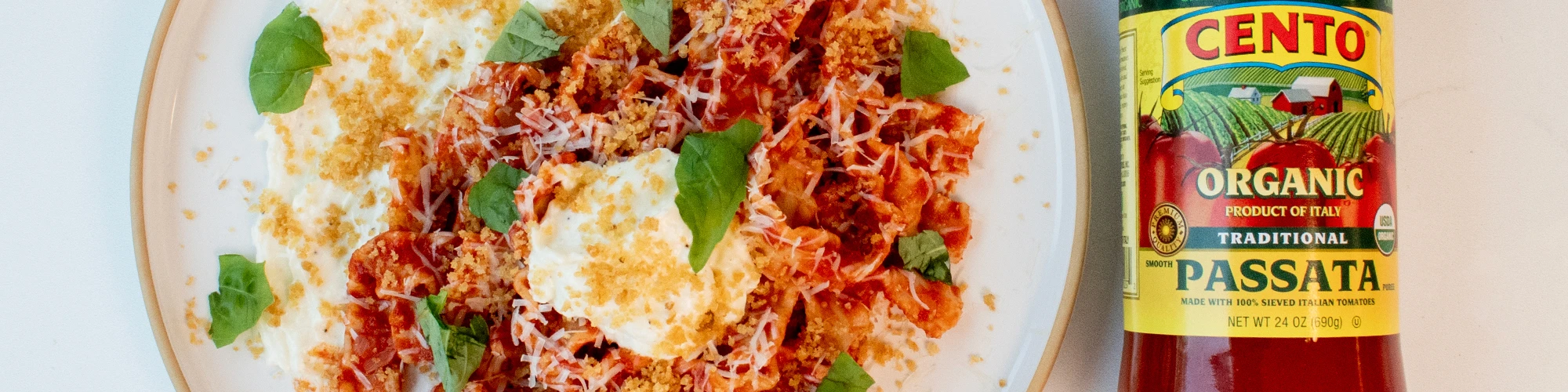 Mafaldine with Whipped Ricotta & Breadcrumbs