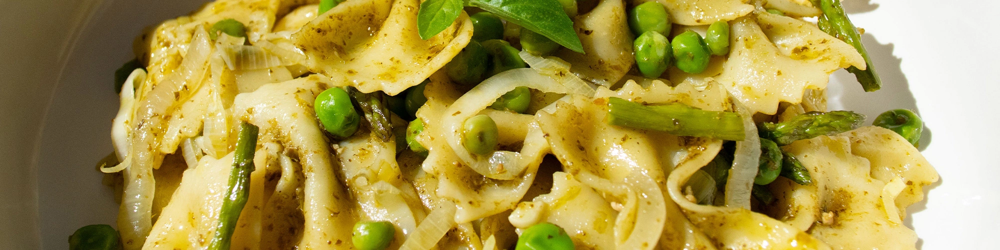 Pesto Farfalle with Spring Vegetables and Lemon