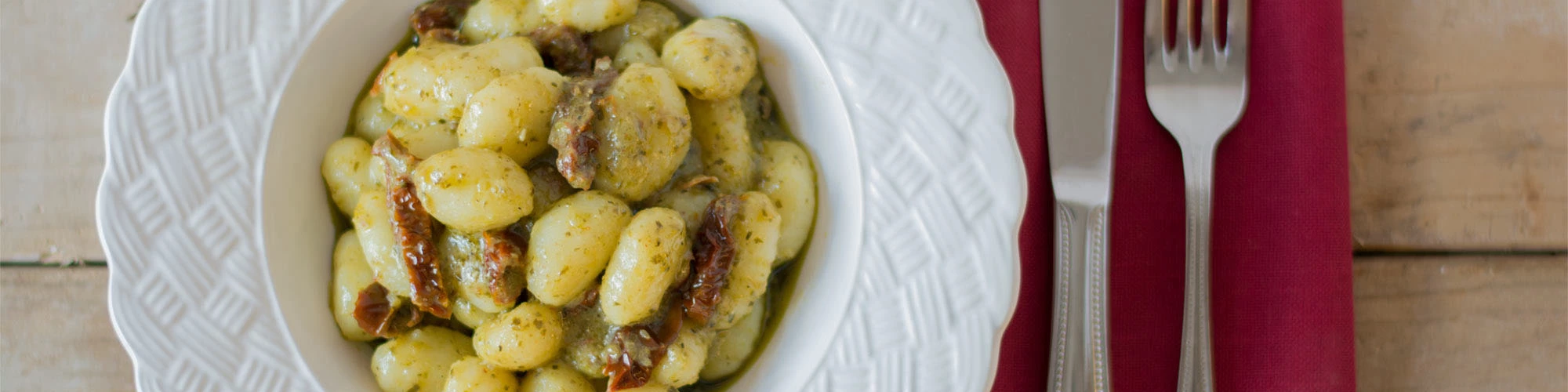 Gnocchi with Sun Dried Tomatoes & Pesto