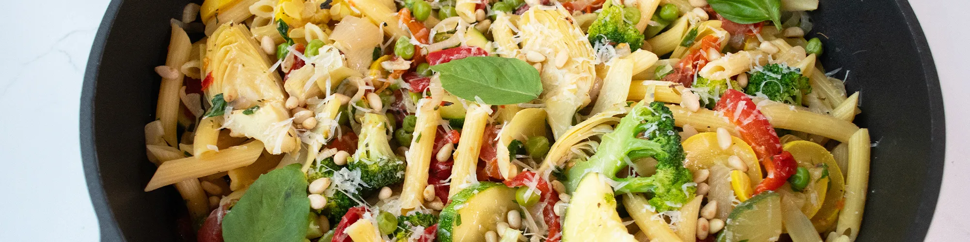 Pasta Primavera with Artichokes & Roasted Peppers