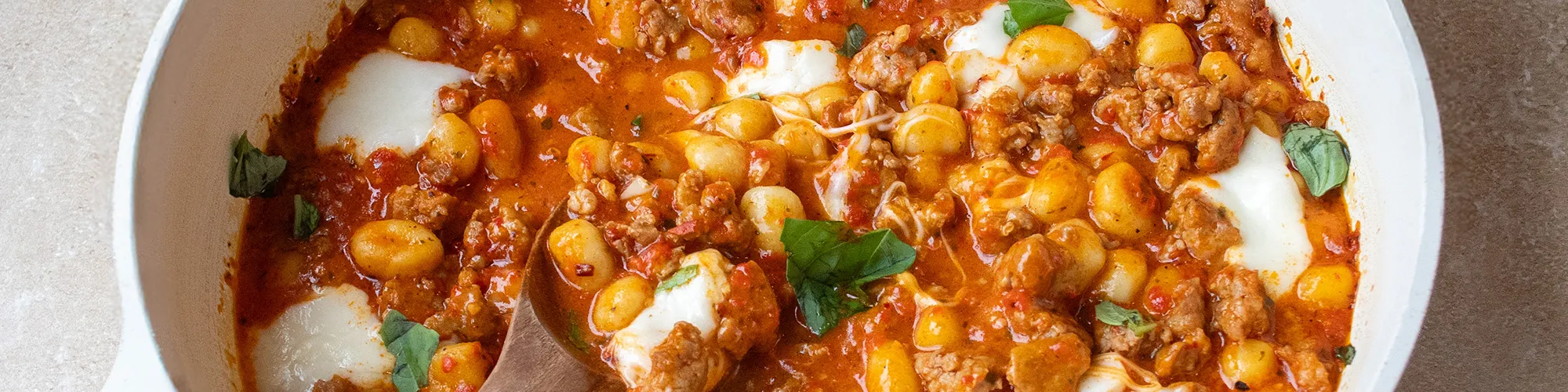 Roasted Red Pepper Gnocchi with Italian Sausage