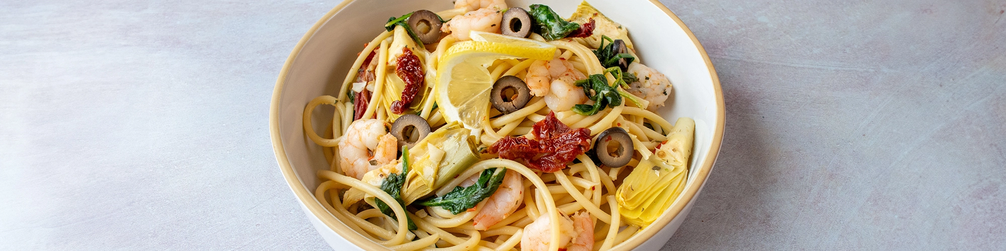 Shrimp and Artichoke Bucatini
