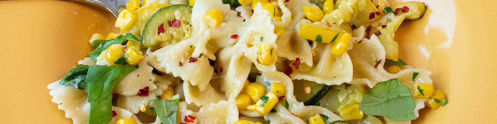Zucchini, Corn, & Basil Farfalle