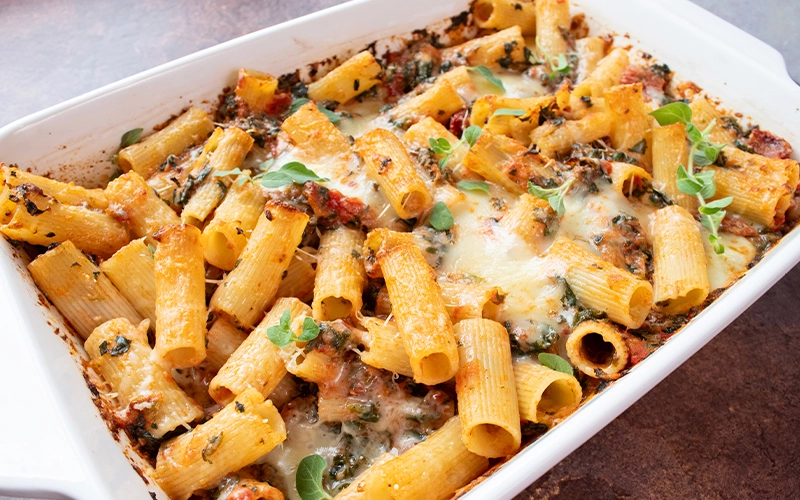 Four Cheese Tomato Pasta Bake