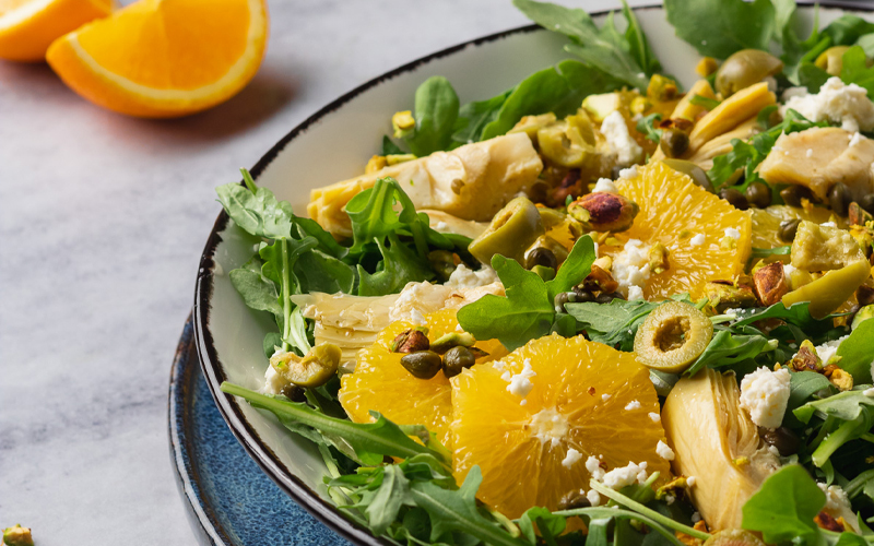 Roasted Chicken with Artichoke & Citrus Salad