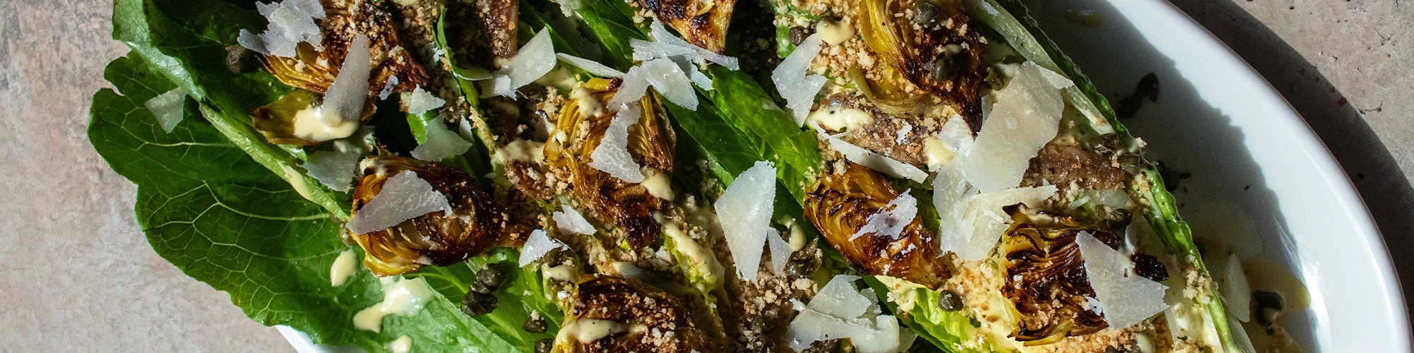 Caesar Salad with Crispy Artichokes